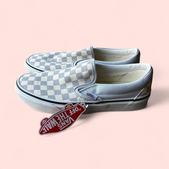 Blue and white checkered Vans slip ons - Picture 2 of 6